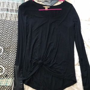 NWOT banana republic top w leather sleeve